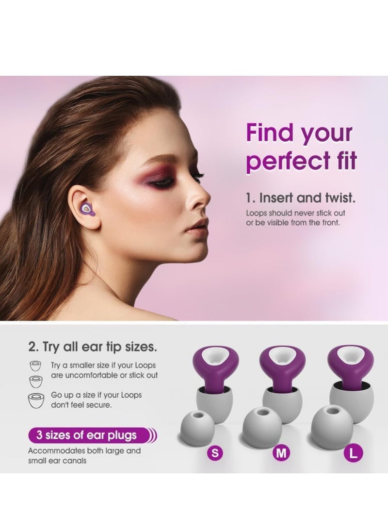 Halamine - Noise Cancelling Earplugs, Ear Plugs For Sleeping Noise Cancelling, Painless Sensation And Not Easily Detached Reusable Silicone Earplugs For Sleep Snoring Noise Reduction Travel (Purple) - Image 1