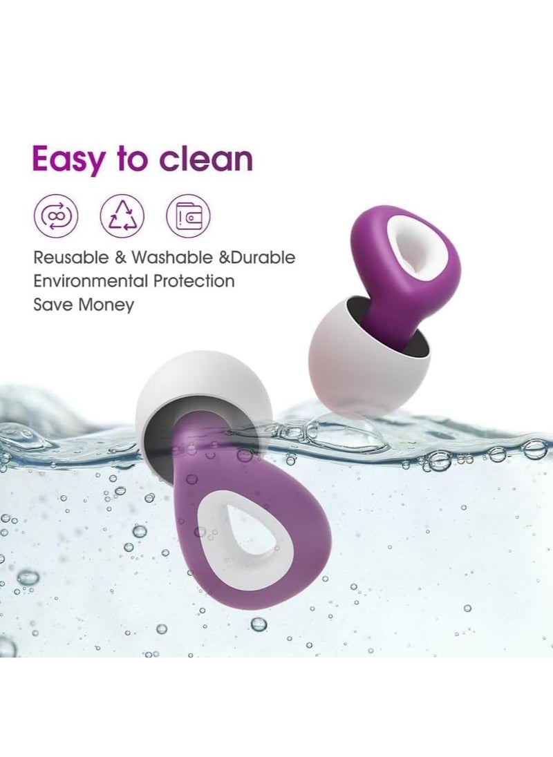 Halamine - Noise Cancelling Earplugs, Ear Plugs For Sleeping Noise Cancelling, Painless Sensation And Not Easily Detached Reusable Silicone Earplugs For Sleep Snoring Noise Reduction Travel (Purple) - Image 1