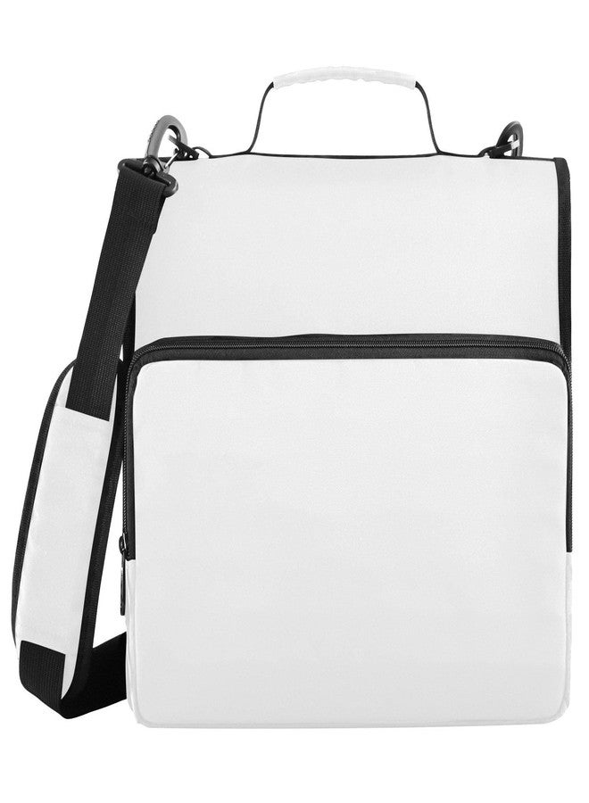 Aslsiy Zipper Binder 1.5 inch White Girls Boys 3-Ring Binder with Shoulder Strap Binders Organizer for School Office Supplies - Image 1