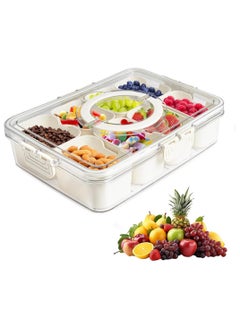 Kitcheno Divided Serving Tray with Lid and Handle - Snack Box Container for Parties, Travel and Storage - Snack Box Organizer