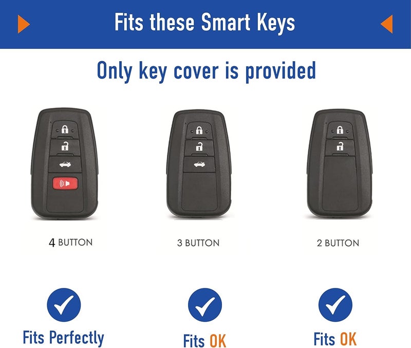 7Cylinder Leather Key Fob Cover Case with Keychain for Toyota Models - Black - Image 5
