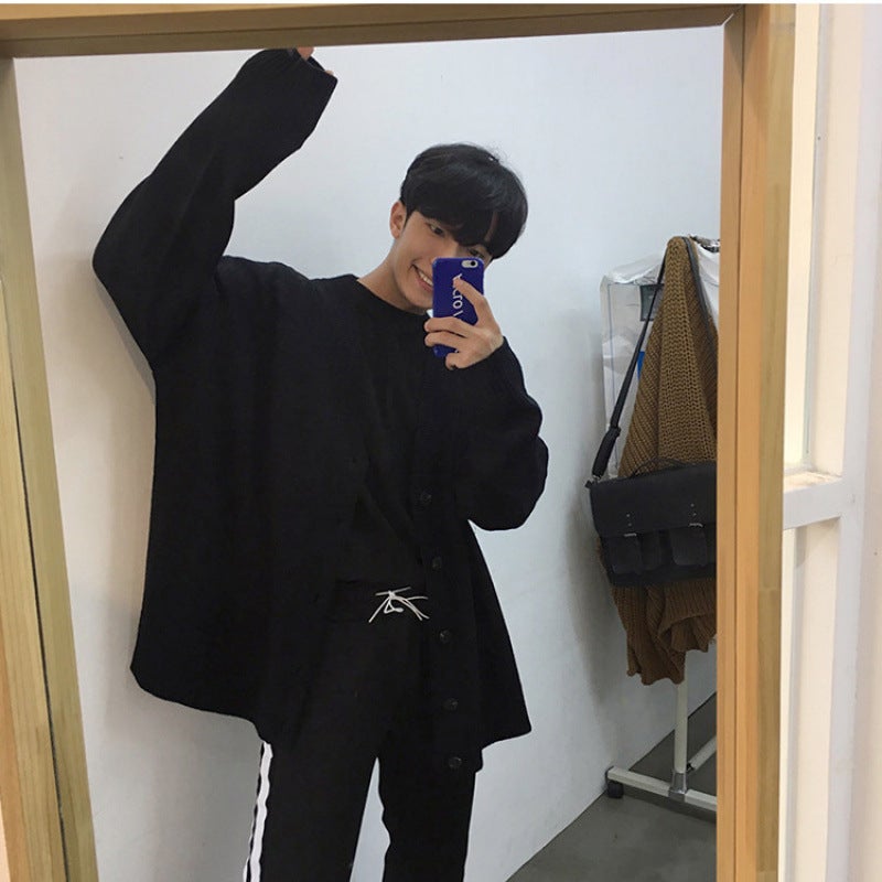 New Sweater Knitted Trendy Outer Wear Inner Top Lazy Style Cardigan Loose Jacket For Men And Women Couple - Image 5