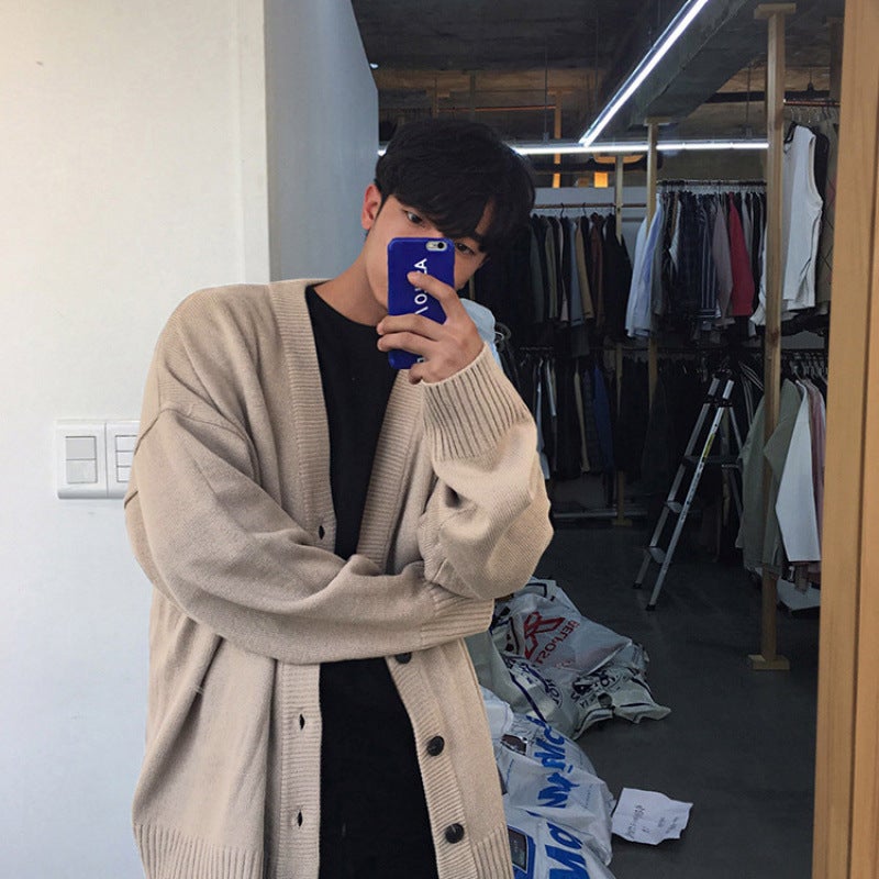 New Sweater Knitted Trendy Outer Wear Inner Top Lazy Style Cardigan Loose Jacket For Men And Women Couple - Image 4