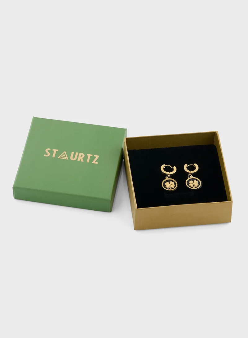 Staurtz Clover Black Earrings