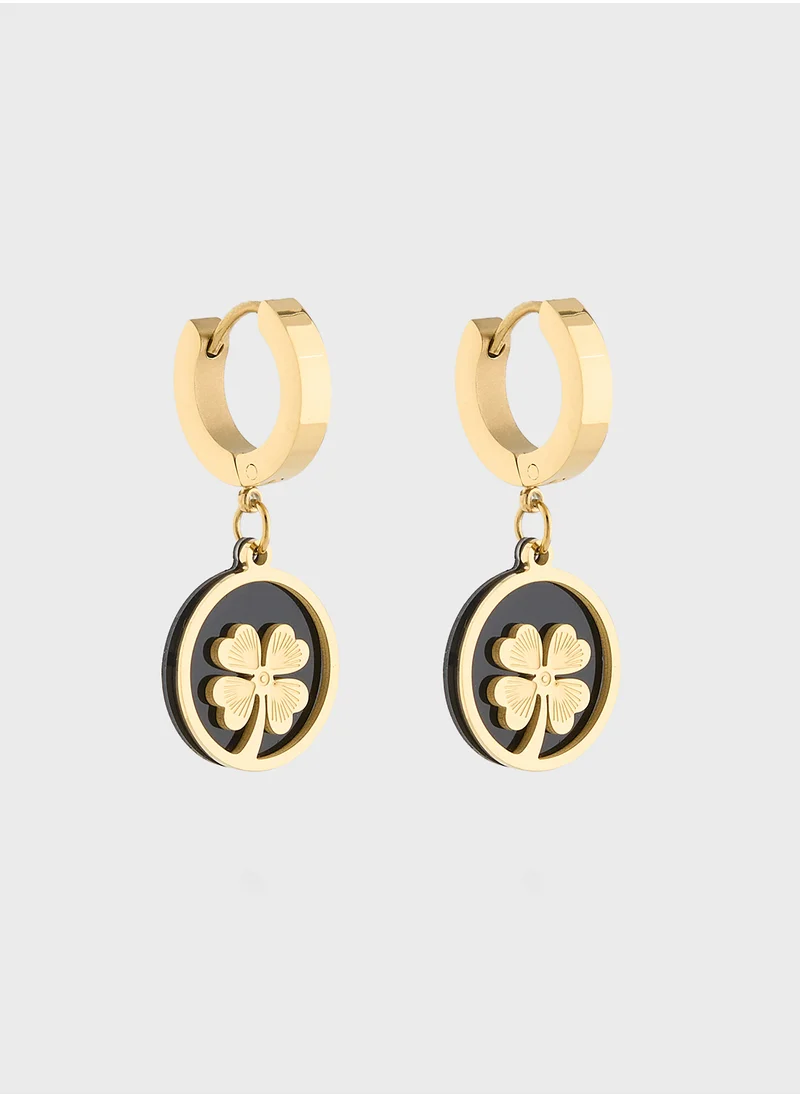 Staurtz Clover Black Earrings