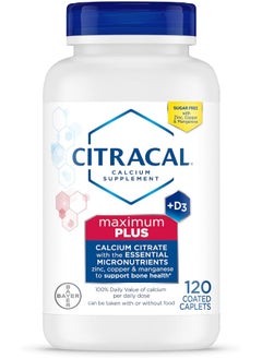 CITRACAL Maximum Plus, Highly Soluble, Easily Digested, 650 Mg Calcium Citrate With 1000 Iu Vitamin D3, Bone Health Supplement For Adults, Caplets, 120 Count  - Image 1