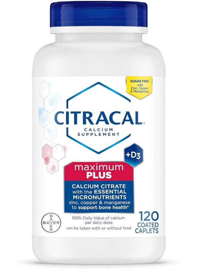 CITRACAL - Maximum Plus, Highly Soluble, Easily Digested, 650 Mg Calcium Citrate With 1000 Iu Vitamin D3, Bone Health Supplement For Adults, Caplets, 120 Count - Image 1