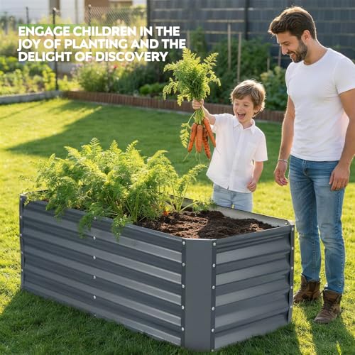 ZORMY 4×2×1.4ft Galvanized Raised Garden Bed Kit, Metal Planter Boxes Outdoor, High Raised Beds for Vegetables, Fruits, and Flowers - IronGrey - Image 5