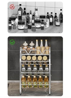 TYCOM Spice Rack Kitchen Shelf Organizer Countertop 2 Tier Large Standing Seasoning Rack for Storage Spice Kitchen Spice Organizer Spice Holder 2 Tier Silver.  - Image 3