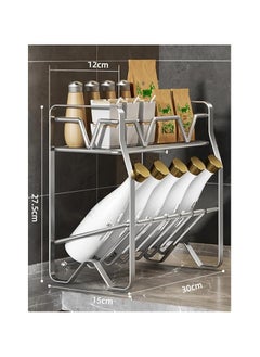 TYCOM Spice Rack Kitchen Shelf Organizer Countertop 2 Tier Large Standing Seasoning Rack for Storage Spice Kitchen Spice Organizer Spice Holder 2 Tier Silver.  - Image 2