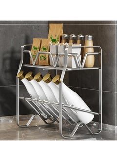 TYCOM Spice Rack Kitchen Shelf Organizer Countertop 2 Tier Large Standing Seasoning Rack for Storage Spice Kitchen Spice Organizer Spice Holder 2 Tier Silver.  - Image 1