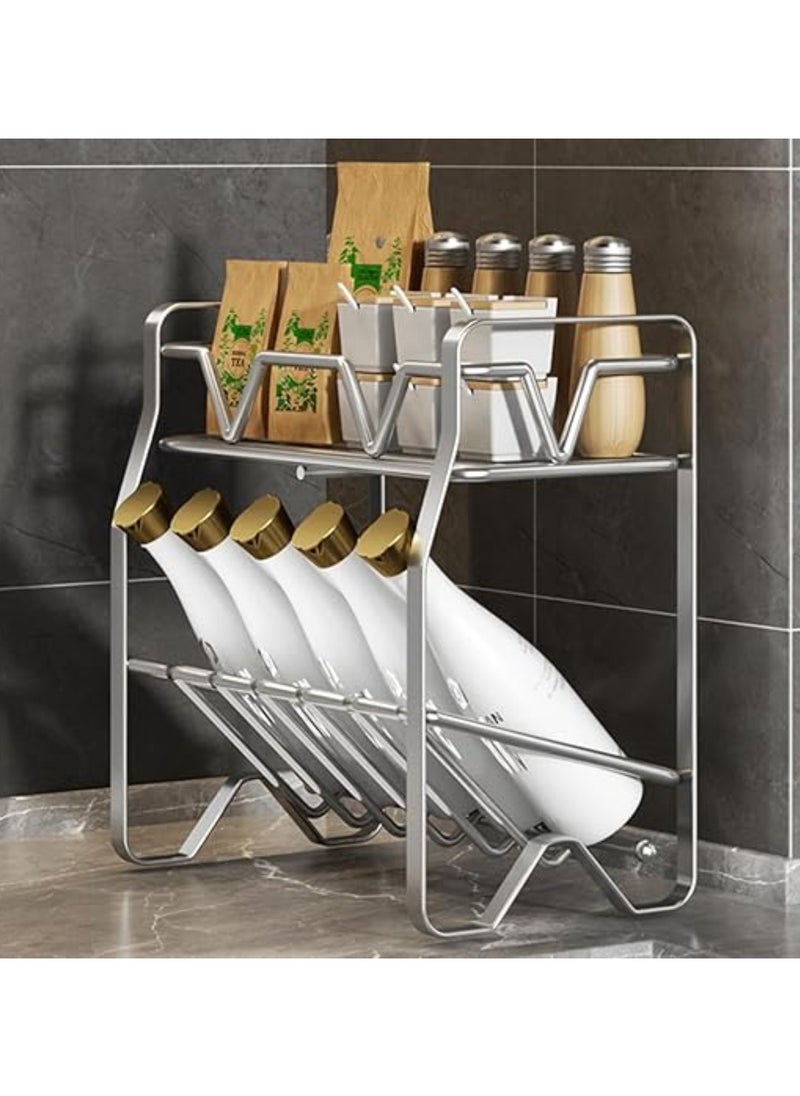TYCOM Spice Rack Kitchen Shelf Organizer Countertop 2 Tier Large Standing Seasoning Rack for Storage Spice Kitchen Spice Organizer Spice Holder 2 Tier Silver.  - Image 1