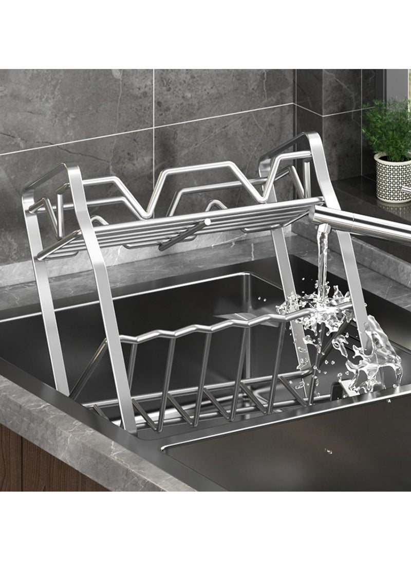 TYCOM Spice Rack, Kitchen Shelf Organizer Countertop, 2-Tier Large Standing Seasoning Rack for Storage Spice, Kitchen Spice Organizer, Spice Holder (2-Tier Silver) - Image 4