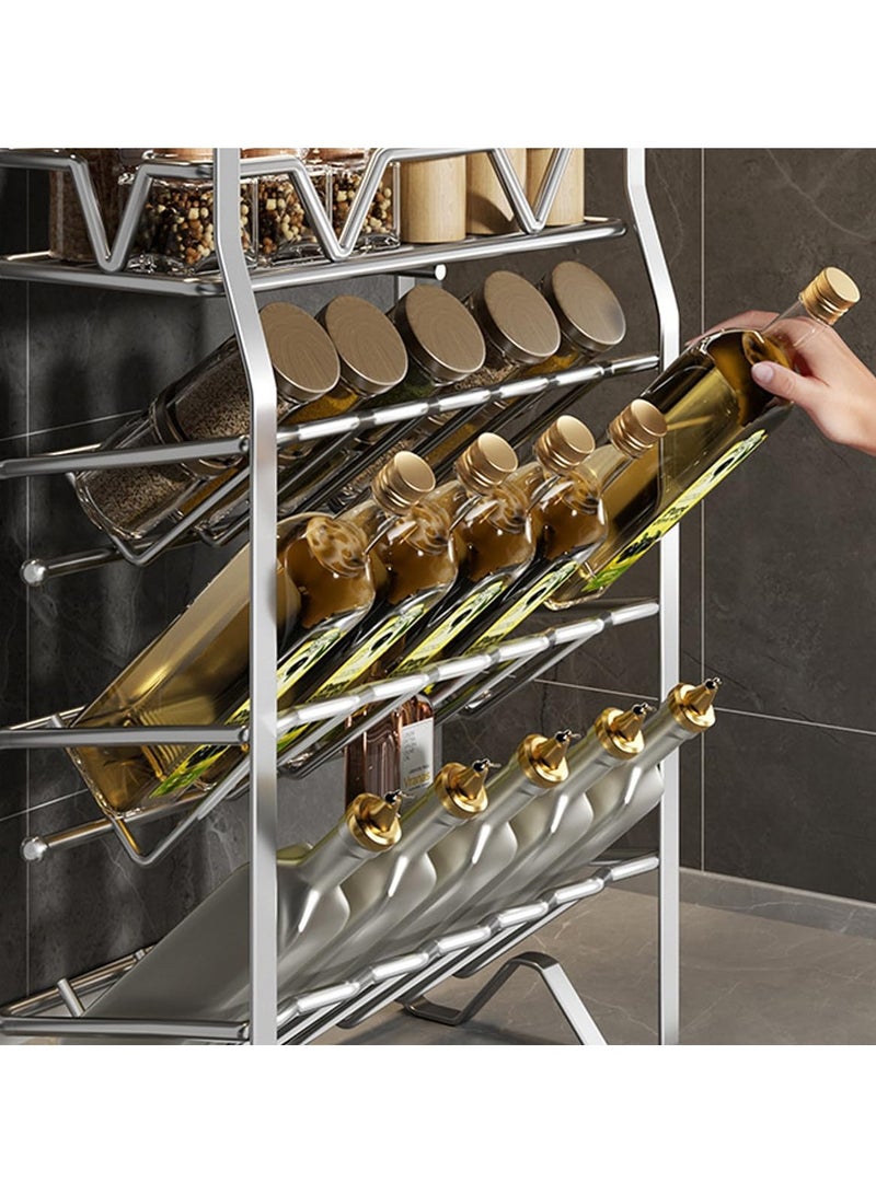 TYCOM Spice Rack, Kitchen Shelf Organizer Countertop, 2-Tier Large Standing Seasoning Rack for Storage Spice, Kitchen Spice Organizer, Spice Holder (2-Tier Silver) - Image 5
