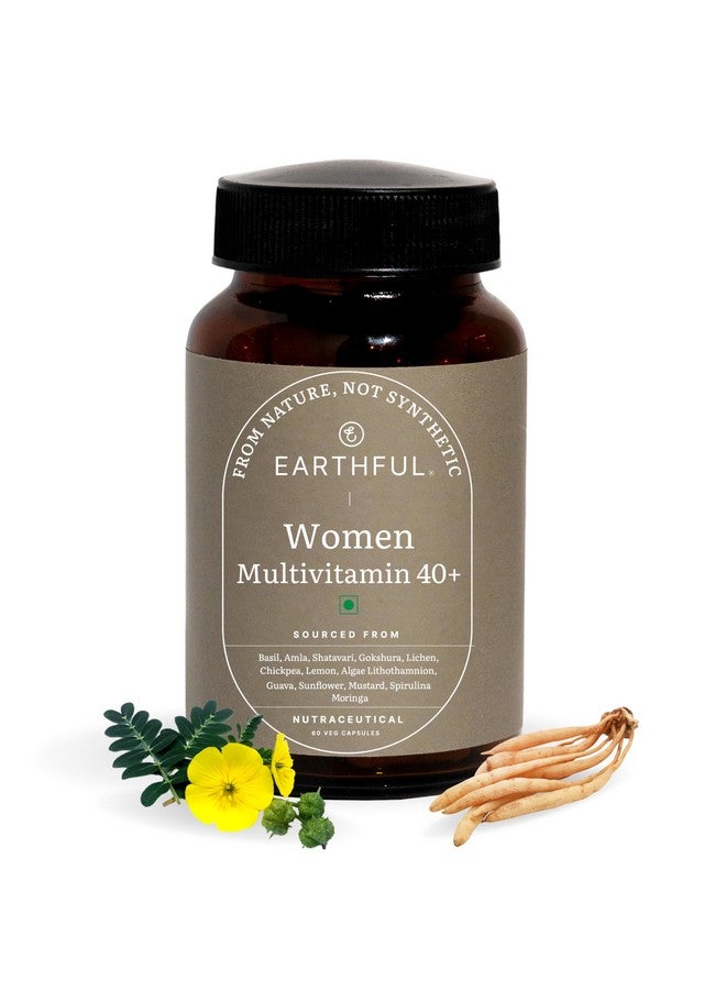 Earthful Multivitamin for Women 40+, 50+, Nearing Menopause | Improved Immunity, Hormonal Health, Skin, Hair & Bone Health | 100% Natural and Plant Based with 12 Vital Vitamins, Herbs | 60 Capsules - Image 1