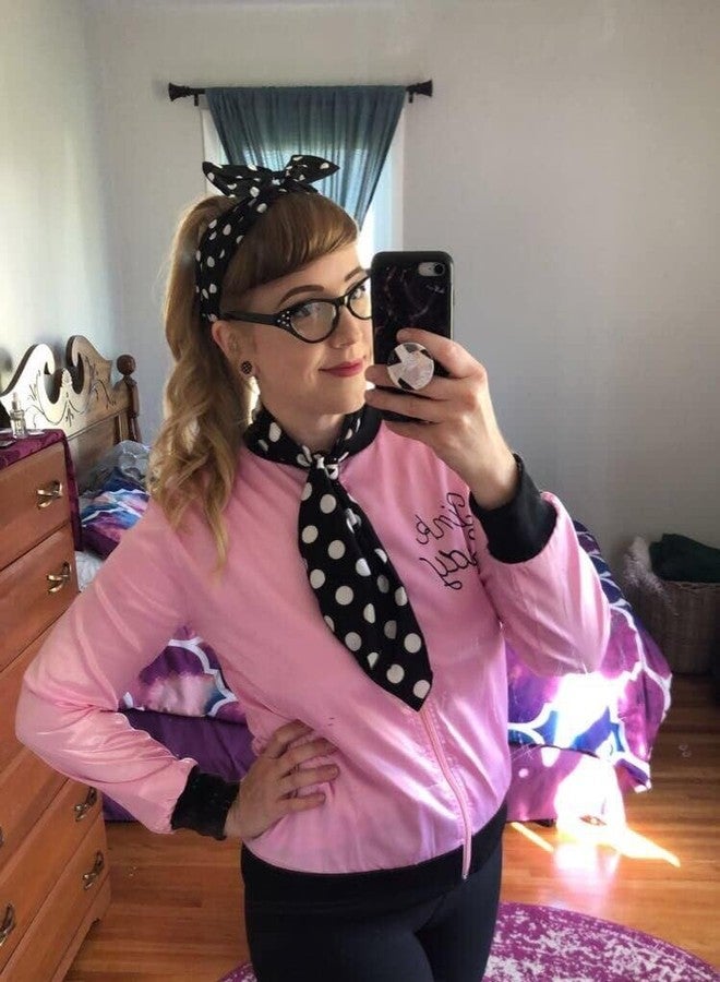 هواتشي طوق رأس منقط من هواتشي، طوق شعر سلكي عتيق مع فيونكة، أطواق رأس عريضة، إكسسوارات شعر ريترو من الخمسينيات للنساء والفتيات، طوق رأس لطيف لحفلات تنكرية على شكل أذن أرنب من الخمسينيات (قطعتان، أحمر وأسود) - Image 5