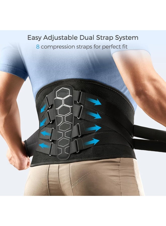 （X-Large/Waist: 47.2～53.9 Inch）Back Braces for Lower Back Pain Relief with Pulley System,Lumbar Support Belt for Men & Women with Lumbar Pad, Ergonomic Design and Soft Breathable 3D Knit Material,for Herniated Disc,Sciatica - Image 4