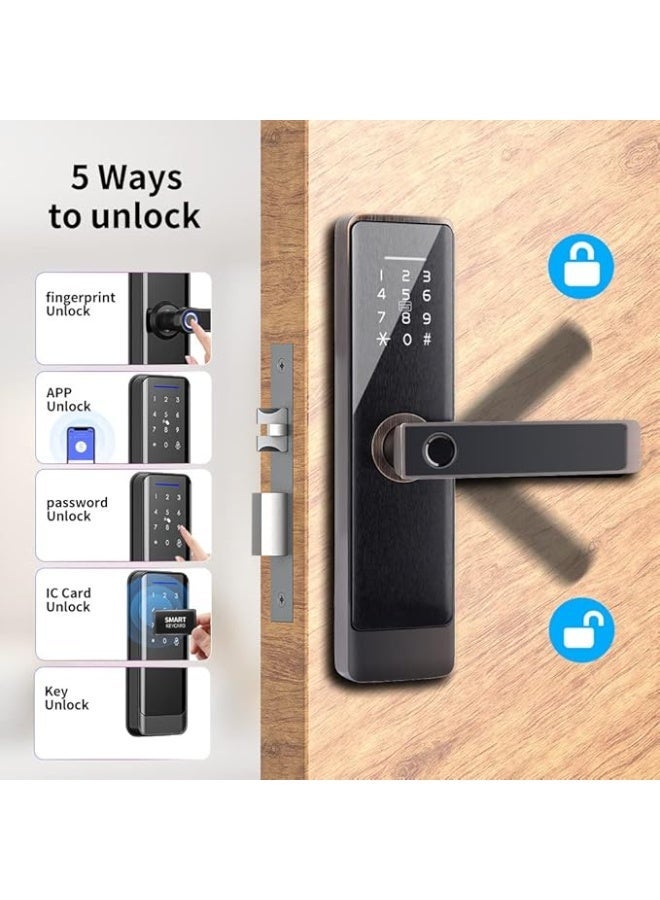 Nomeregan Smart Lock, Smart Door Lock, Keyless Entry Door Lock Compatible with Alexa & Google, Fingerprint Door Lock, Bluetooth Electronic Deadbolt, Easy Installation for Front Door, Home, Office, Airbnb, black - Image 5