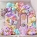 BALONAR Daisy Butterfly Balloon Garland Arch Kit with Pastel Macarone Pink Blue Yellow Purple Gold Latex Balloons for Birthday Party Wedding Decorations Macarone - Image 3