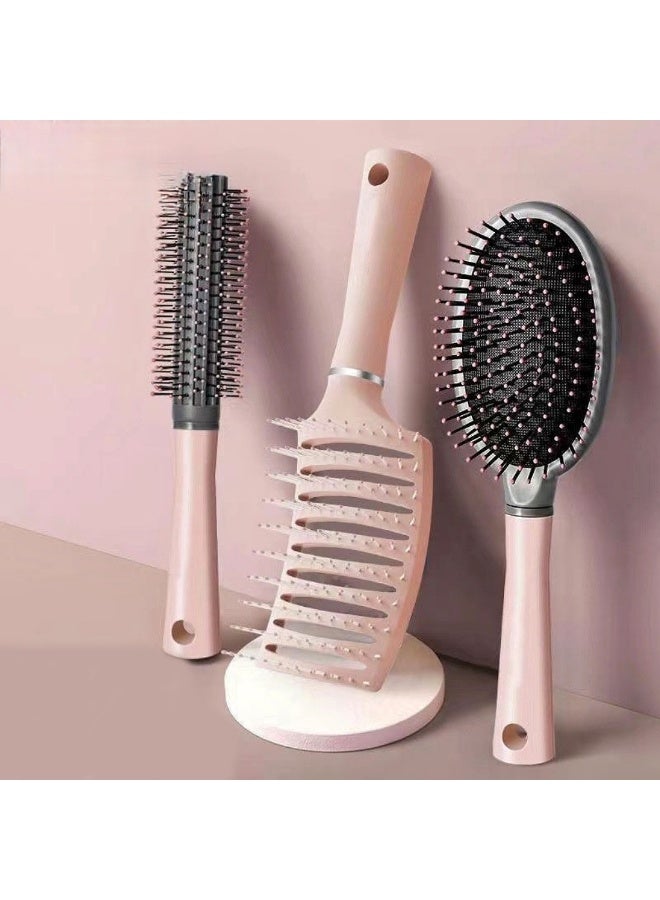 3-Piece Professional Hair Brush Set – Round Brush, Paddle Cushion Brush, and Vent Brush for Fast Drying, Detangling, and Smoothing – Suitable for All Hair Types - Image 4
