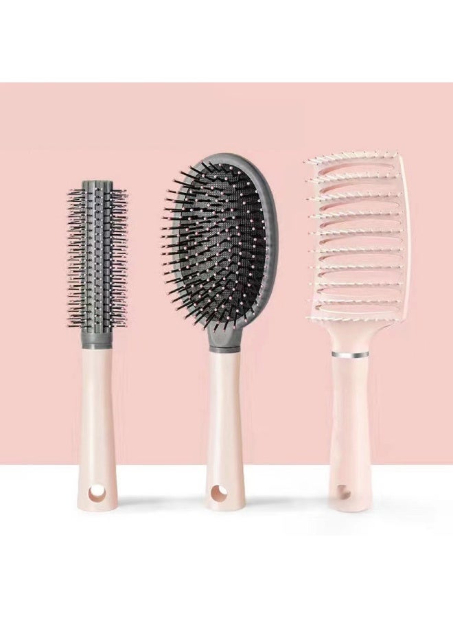 3-Piece Professional Hair Brush Set – Round Brush, Paddle Cushion Brush, and Vent Brush for Fast Drying, Detangling, and Smoothing – Suitable for All Hair Types - Image 2