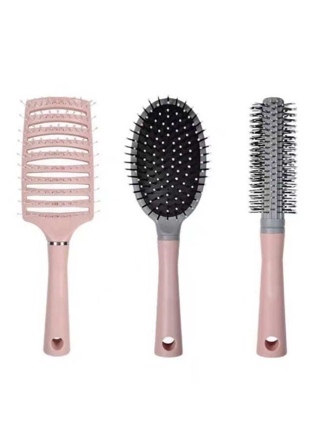 3-Piece Professional Hair Brush Set – Round Brush, Paddle Cushion Brush, and Vent Brush for Fast Drying, Detangling, and Smoothing – Suitable for All Hair Types - Image 1