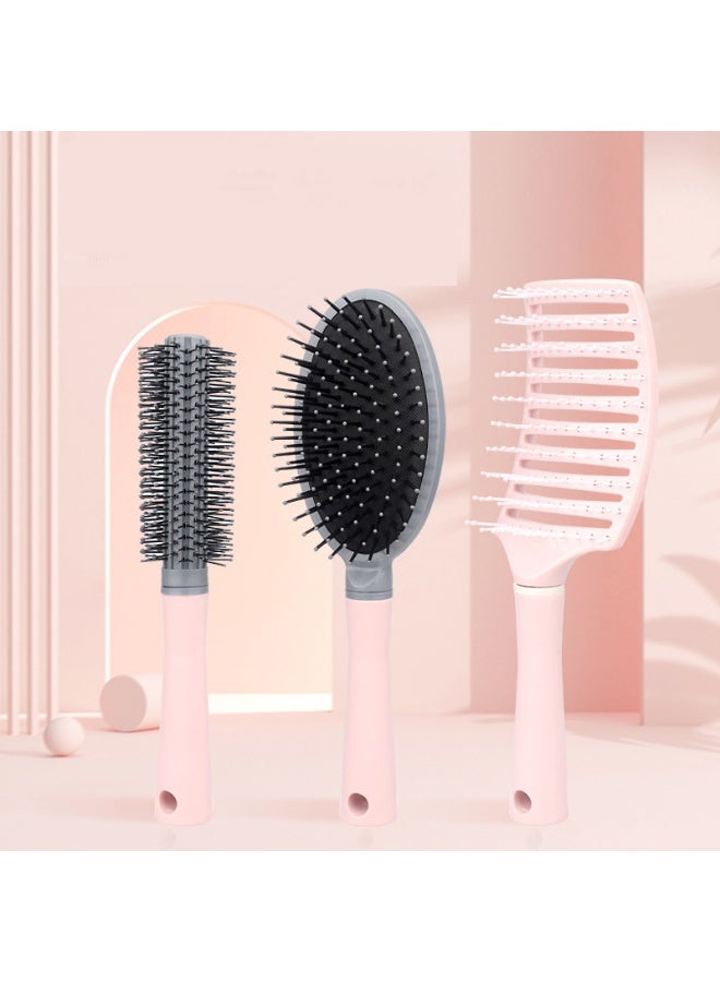 3-Piece Professional Hair Brush Set – Round Brush, Paddle Cushion Brush, and Vent Brush for Fast Drying, Detangling, and Smoothing – Suitable for All Hair Types - Image 3