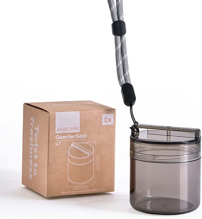 ANKOMN QuarterSeal X7 Airtight Modular Coffee Canister – Single Dose Bean Storage, UV-Proof Travel Kit, Pre-Measured Grounds Holder, Portion Organizer for Coffee Dosing Container (Smoke, 1 Compartment) - Image 1