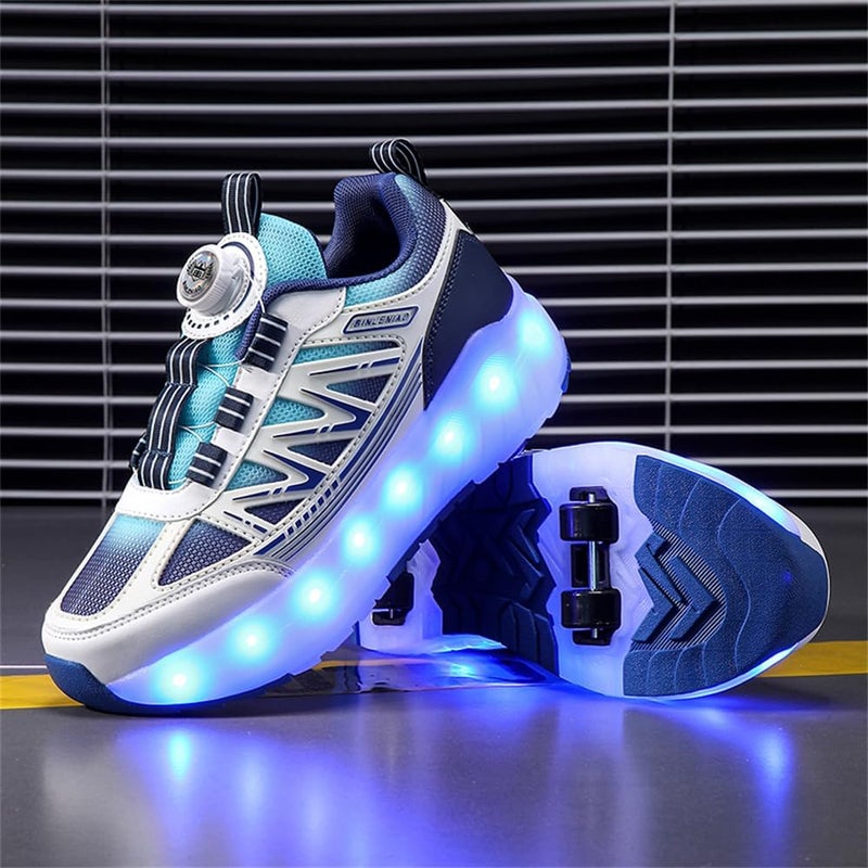 HFXC Roller Skates 4 Wheels Shoes for Kids - New Upgrade Skates Sneakers LED Light Up Rechargeable Sport Sneaker for Boys Girls Beginner More Balanced - Image 2