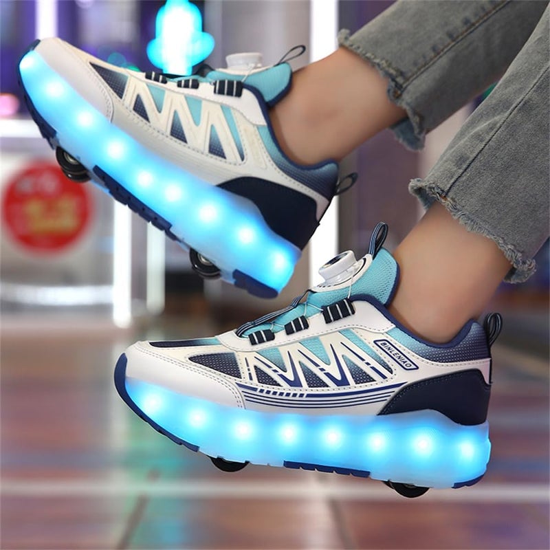 HFXC Roller Skates 4 Wheels Shoes for Kids - New Upgrade Skates Sneakers LED Light Up Rechargeable Sport Sneaker for Boys Girls Beginner More Balanced - Image 4