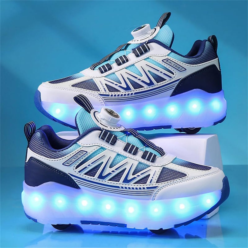 HFXC Roller Skates 4 Wheels Shoes for Kids - New Upgrade Skates Sneakers LED Light Up Rechargeable Sport Sneaker for Boys Girls Beginner More Balanced - Image 1