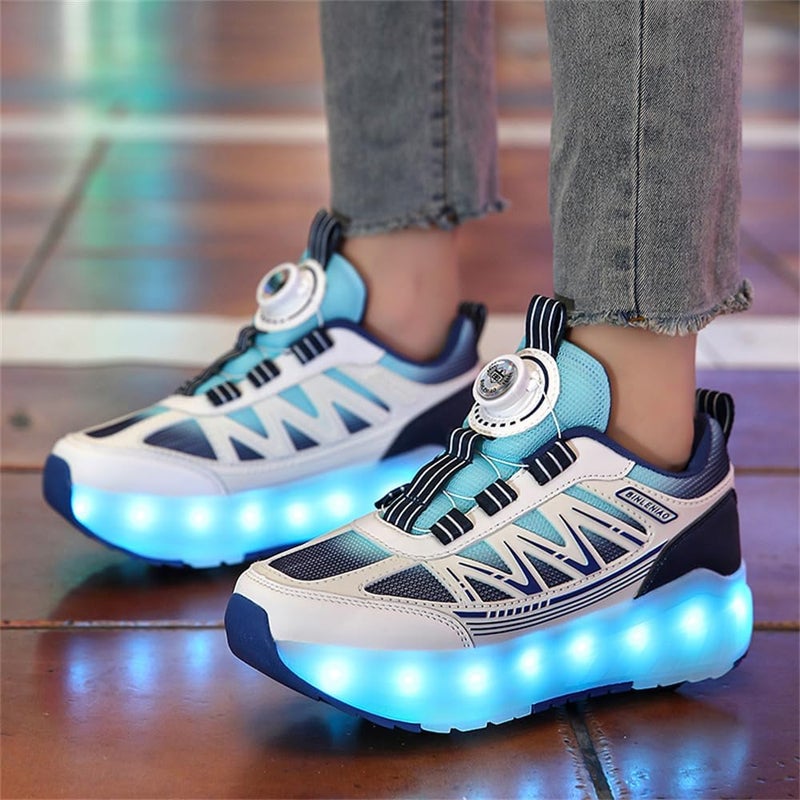 HFXC Roller Skates 4 Wheels Shoes for Kids - New Upgrade Skates Sneakers LED Light Up Rechargeable Sport Sneaker for Boys Girls Beginner More Balanced - Image 3