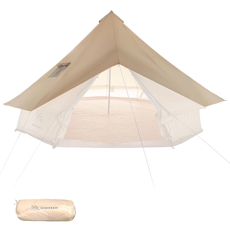 Bell Tent Rain Cover Protector with Stove Jack and Roof Vents for CampingWaterproofPU5000Glamping Bell Tent Rain Fly with Stove Jack4 SeasonBeige for 13ft4m Size
