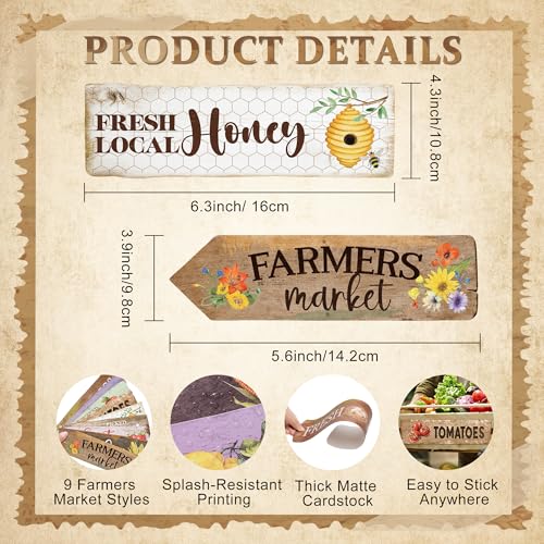 Kriyokiaa Farmers Market Decor, 9 PCS Farmers Market Party Sign Decor with Fresh Produce Prints, Perfect for Locally Grown Baby Shower Decorations Farm Stand Supplies, Off the Market Bridal Shower - Image 3