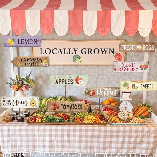 Kriyokiaa Farmers Market Decor, 9 PCS Farmers Market Party Sign Decor with Fresh Produce Prints, Perfect for Locally Grown Baby Shower Decorations Farm Stand Supplies, Off the Market Bridal Shower - Image 5