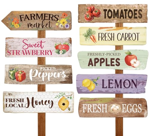 Kriyokiaa Farmers Market Decor, 9 PCS Farmers Market Party Sign Decor with Fresh Produce Prints, Perfect for Locally Grown Baby Shower Decorations Farm Stand Supplies, Off the Market Bridal Shower - Image 1
