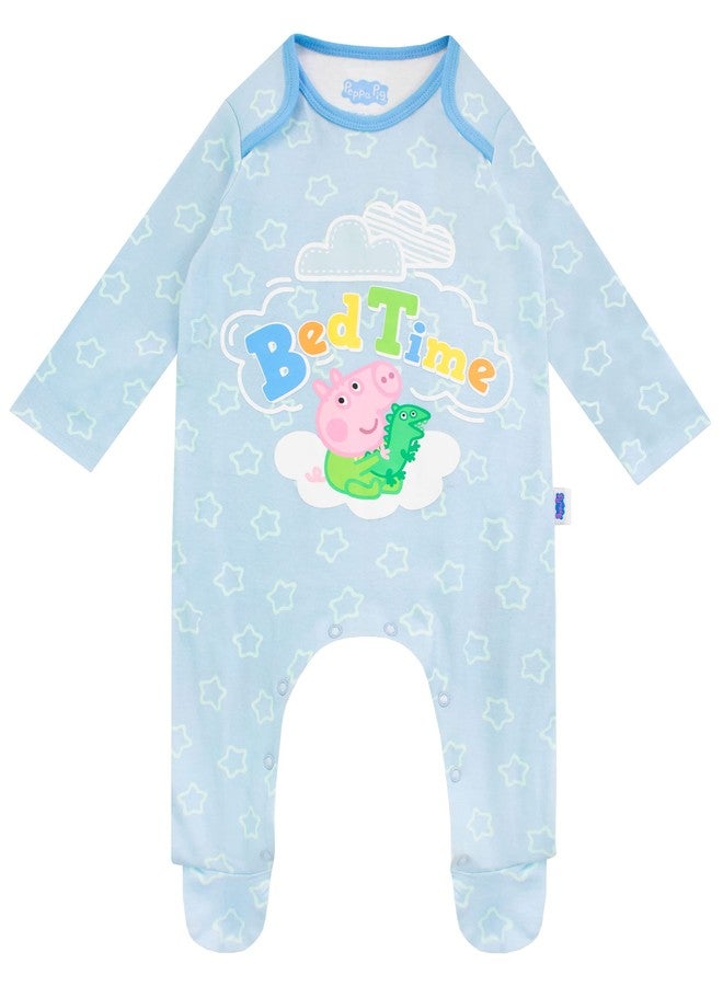 Peppa Pig Baby Boys George Pig Footies Blue 0-3 M - Image 1