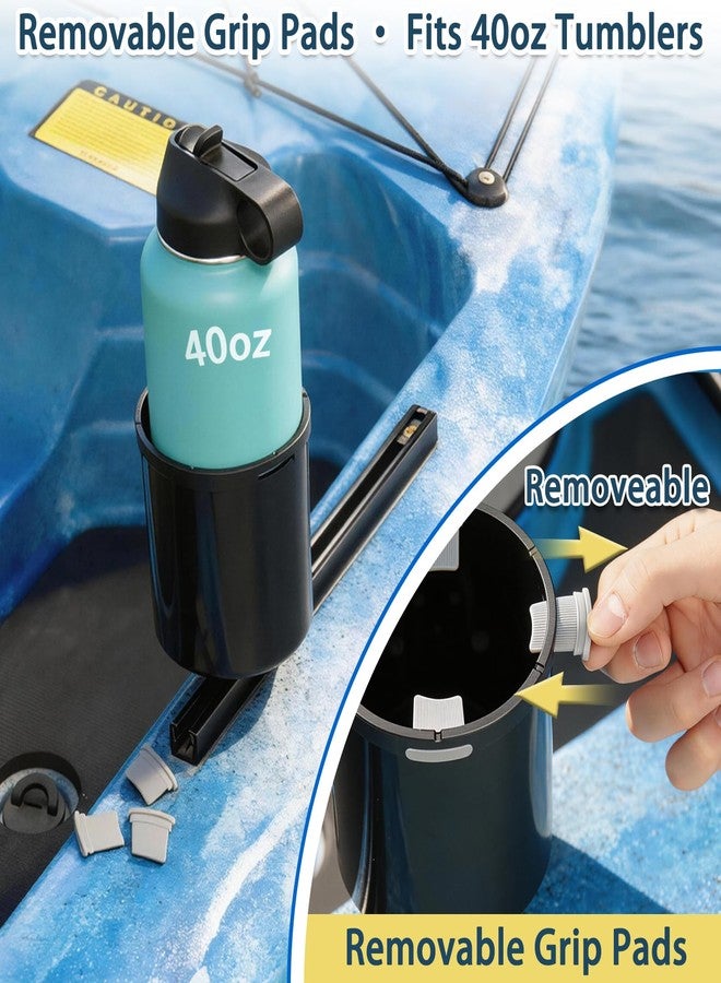 Huntury 2Pcs Upgraded Kayak Cup Holder with Track & Clamp Mount, 360° Adjustable Cup Holder Fits 12oz-40oz Tumblers, 2-in-1 Cup & Storage Bin for Kayak Fishing, Tree Stand Hunting, Fits Round & Square Rods - Image 5