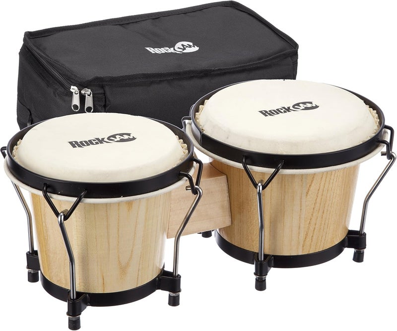 RockJam طقم طبول بونغو 7" و 8" مع حقيبة مبطنة ومفتاح ضبط - Image 1