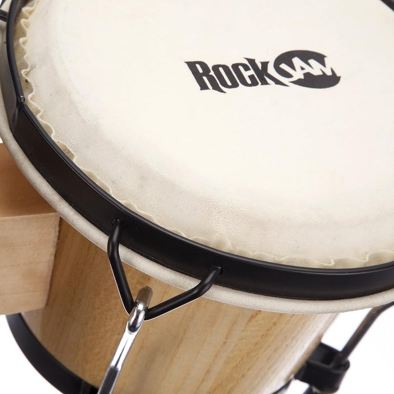 RockJam طقم طبول بونغو 7" و 8" مع حقيبة مبطنة ومفتاح ضبط - Image 5