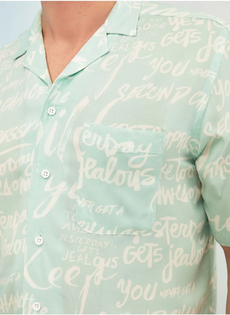 trendyol Slogan Print Regular Fit Shirt