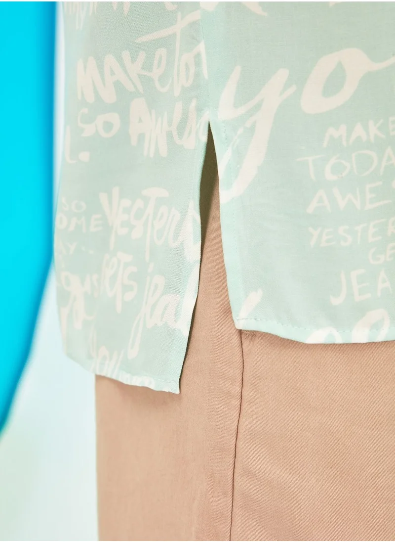 trendyol Slogan Print Regular Fit Shirt
