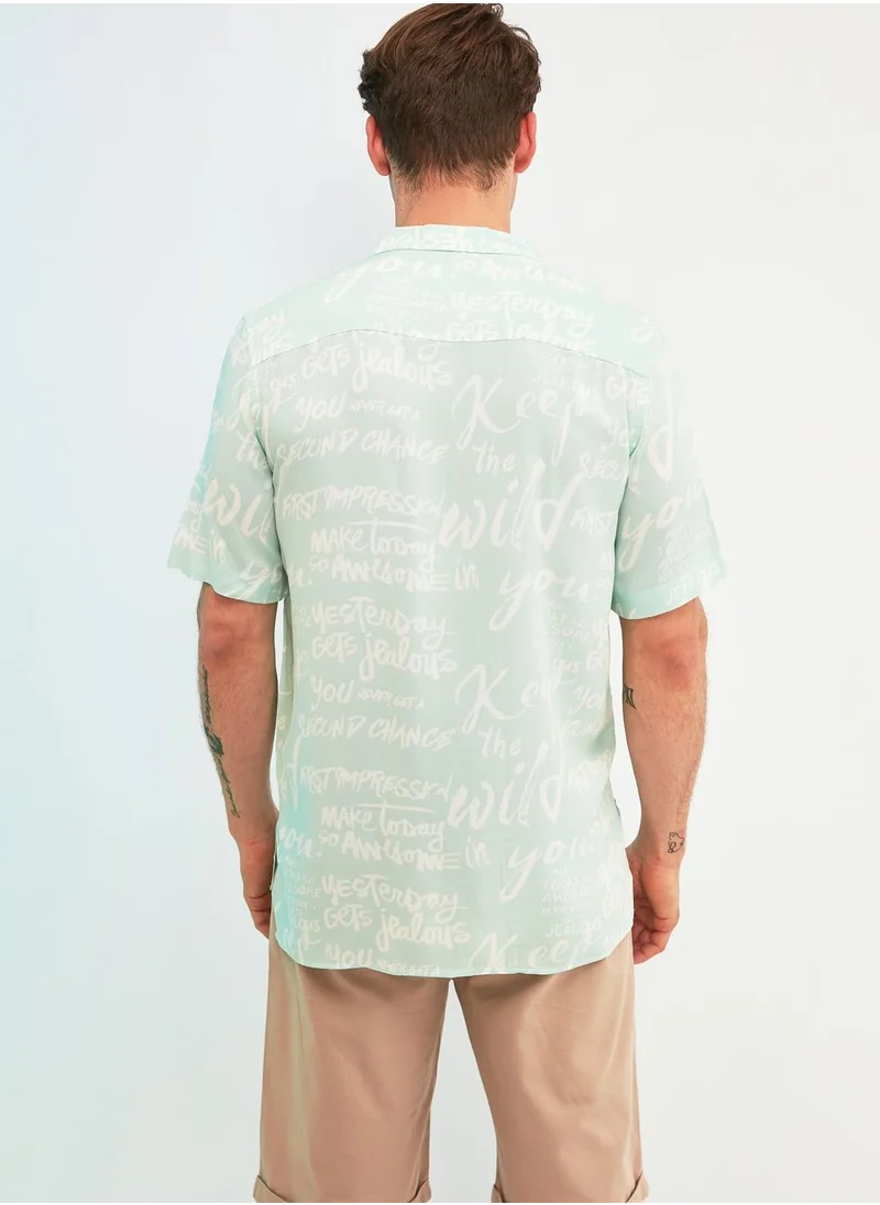 trendyol Slogan Print Regular Fit Shirt