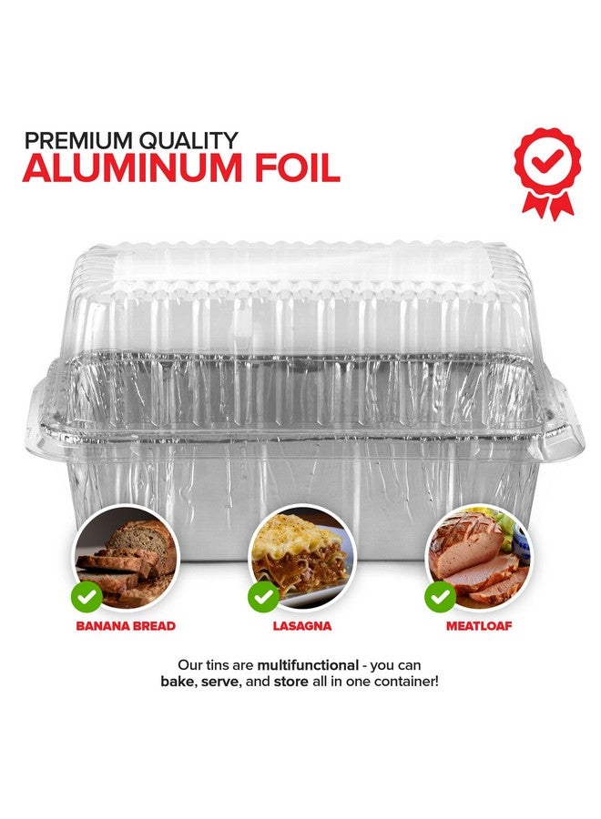 Stock Your Home Stock Your Home Disposable Aluminum Loaf Pans with Lids, 2 Lb (30 Pack) Foil Baking Tins with Plastic Lid, Tin Pan with Cover for Cake, Banana Bread, Meatloaf, Mini Lasagna, Drip Trays - Image 4