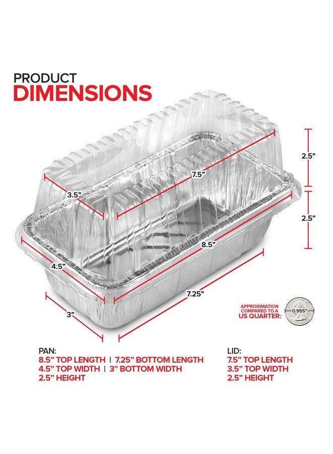 Stock Your Home Stock Your Home Disposable Aluminum Loaf Pans with Lids, 2 Lb (30 Pack) Foil Baking Tins with Plastic Lid, Tin Pan with Cover for Cake, Banana Bread, Meatloaf, Mini Lasagna, Drip Trays - Image 3