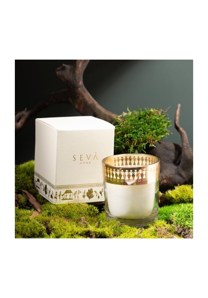 سيفا هوم شمعة معطرة من سيفا هوم - إنشانتي - ديل سي (حرير الزعفران - رقصة) | تصميم فن وورلي | احتراق لمدة 25 ساعة | شمع الصويا الطبيعي | ديكور منزلي ثقافي وهدايا فاخرة - Image 3