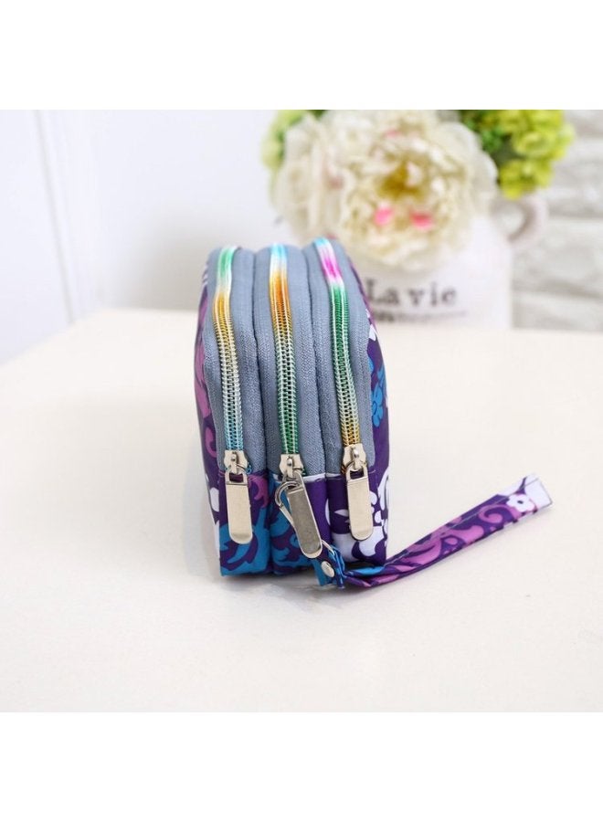 2021 Nylon Cloth Women's Clutch Bag Creative Printed Women's Wallet Instagram Popular Zipper Small Bag-Color:Brown-Butterfly Flower  - Image 3