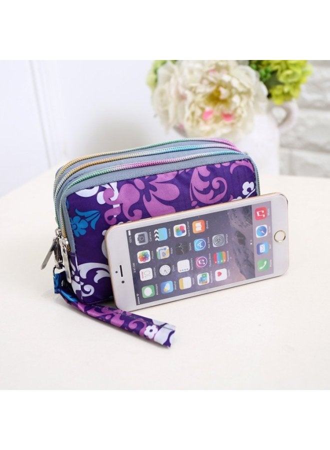 2021 Nylon Cloth Women's Clutch Bag Creative Printed Women's Wallet Instagram Popular Zipper Small Bag-Color:Brown-Butterfly Flower  - Image 4