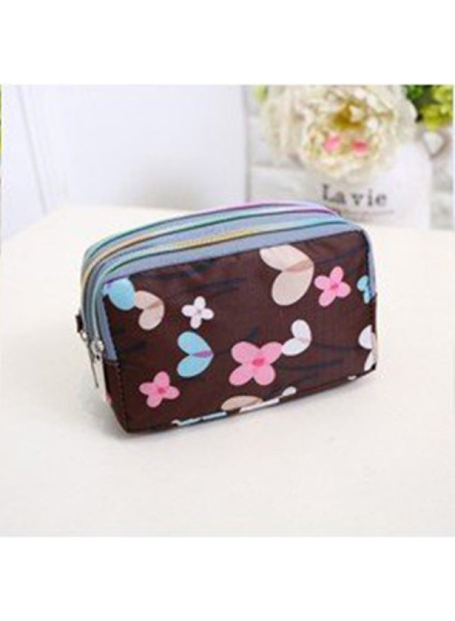 2021 Nylon Cloth Women's Clutch Bag Creative Printed Women's Wallet Instagram Popular Zipper Small Bag-Color:Brown-Butterfly Flower  - Image 1