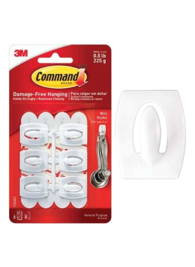3M 6-Piece Mini Hooks with 8 Strips White 1.08 x 0.85 x 0.44 inch 17006ES - Image 2